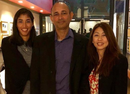 Devdutt Sharma with his daughter Astra Sharma and wife Susan Tan.